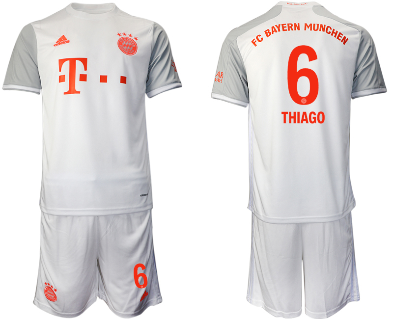 Men 2020-2021 club Bayern Munich away #6 white Soccer Jerseys